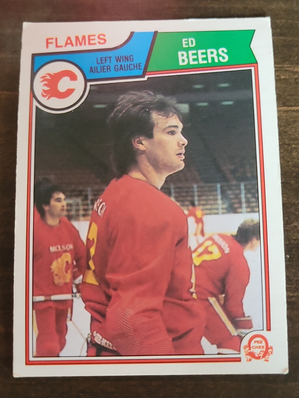 1983/84 OPC Ed Beers Calgary Flames Hockey Card - Red
